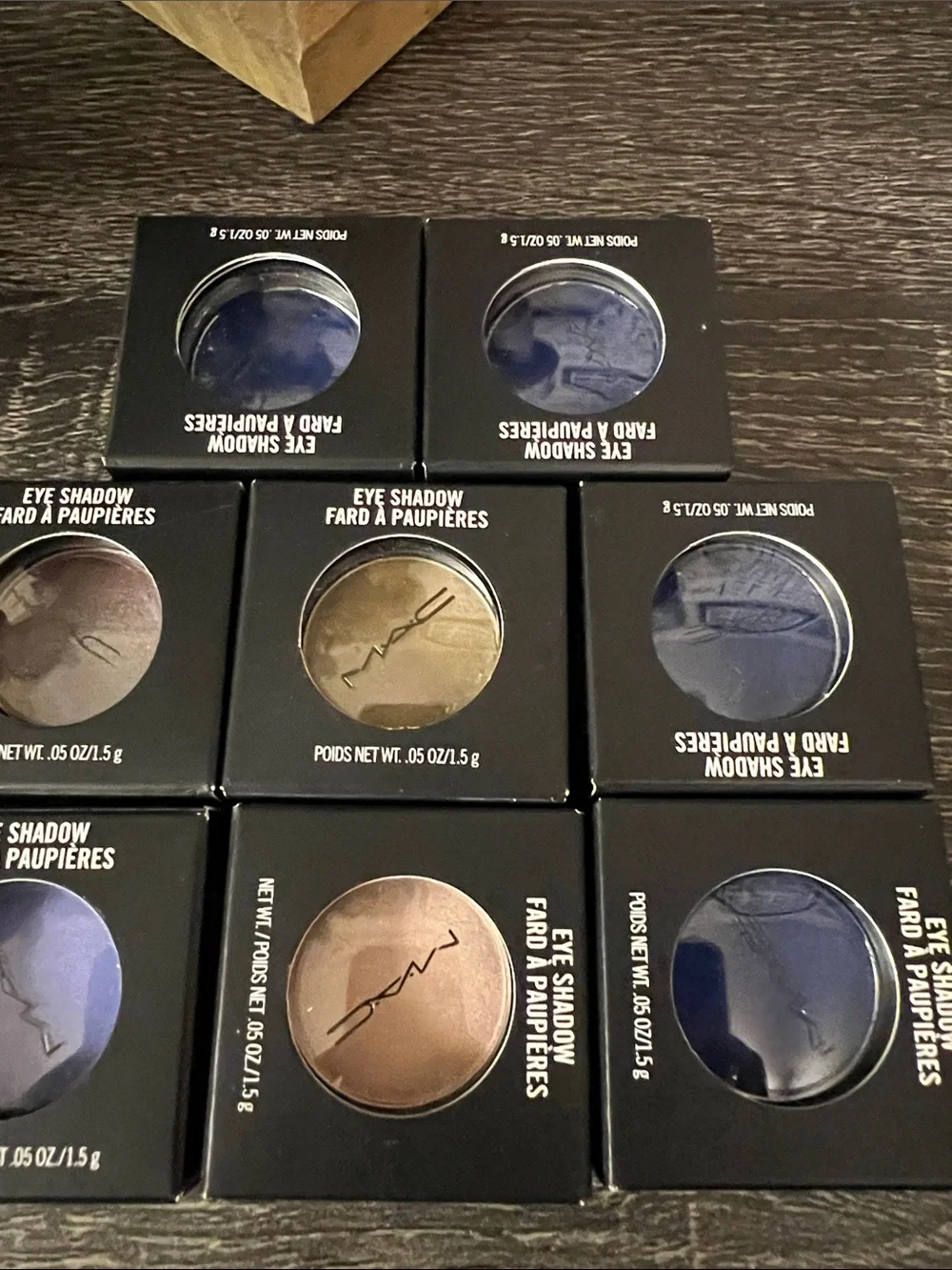 MAC Cosmetics Single Eyeshadow Trio-Look in Navy, Royal Blue & Taupe Lot of 8